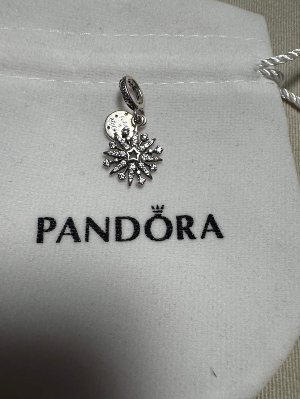 Pandora Silver Snowflake Dangle Charm with Clear Stones